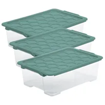 Rotho Evo Safe Aufbewahrungsbox 30 l 3-tlg. türkis/transparent