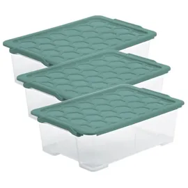 Rotho Evo Safe Aufbewahrungsbox 30 l 3-tlg. türkis/transparent
