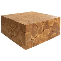 Massivmoebel24 Couchtisch Teak Wurzel 90x90x45 natur lackiert unika 183