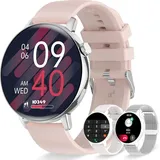 Smartwatch Damen mit Bluetooth Anrufe Touchscreen Damenuhr Smartwatch (1,32 Zoll, Android iOS), Fitnessuhr mit Schrittzähler Herzfrequenzmonitor - Rosa