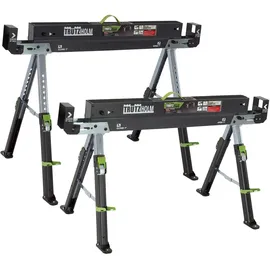 Baumarktplus 2x Sägebock 2.0 DELUXE 9-fach höhenverstellbar Stahl bis 1300 kg Klappbock Arbeitsbock Werkbock