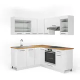 Vicco Fame-Line Eckküche Weiß/Weiß Hochglanz 190 x 160 cm ohne Arbeitsplatte