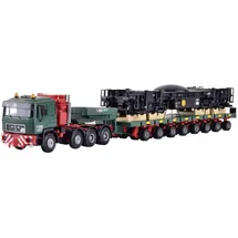 Kibri MAN SK mit SCHEUERLE Plattformwagen und Unterteil Schienenkran13601 H0