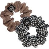 Invisibobble Duo Scrunchie Set, Stoff Haargummi Schwarz Weiß Muster, Stoff Zopfgummi Goldglitzer für Mädchen & Damen, Limited Collection, 2 Stück