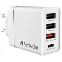 Verbatim 30W 3x USB-A, USB-C Ladegerät weiß