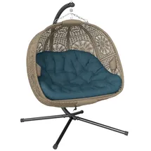 Outsunny Hängesessel oval Sand/Schwarz 2-Sitzer mit Gestell