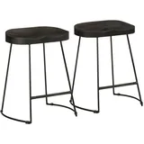 vidaXL Barhocker 2 Stk. Schwarz 46x38x52 cm Mango Massivholz