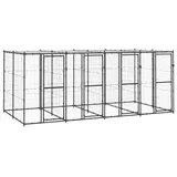 vidaXL Outdoor-Hundezwinger Stahl mit Überdachung 9,68 m2