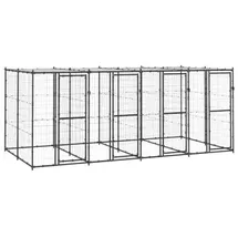 vidaXL Outdoor-Hundezwinger Stahl mit Überdachung 9,68 m2