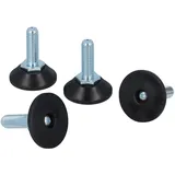 GleitGut 4 x verstellbare Möbelfüße mit Teller 38 mm Stellfüße metrische Gewindeschraube Höhenversteller Verstellschraube (M10 x 30)