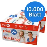 print24 Druckerpapier Kopierpapier 10000 Blatt 20 x 500 A4 80g Premium Hochweiß CIE Testsieger PEFC Umweltzertifikat
