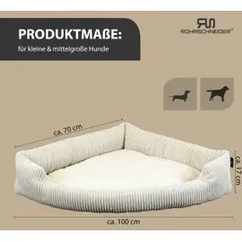 Rohrschneider Eck-Hundebett XXL 100 x 70 cm beige