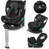 Lionelo Braam I-Size Kindersitz 360° drehbar für Kinder 0-36kg, ISOFIX+ Stützfuß, Vorwärts- und rückwärtsgerichtete Montage - Schwarz