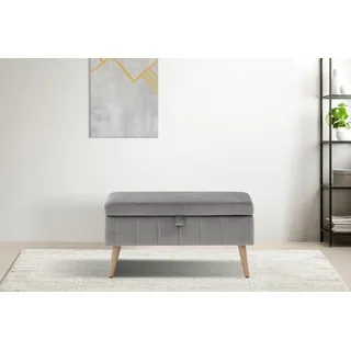 INOSIGN Truhenbank »AMIRA Sitzbank mit Stauraum, Maße B/T/H: 81/36/43 cm«, mit Staufach, in 3 Bezugsqualitäten mit feiner Steppung silberfarben