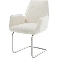 DeLife Freischwinger Zoa-Flex Bouclé Weiß Freischwinger rund Edelstahl Taschenfederkern,