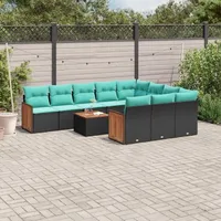 vidaXL Gartensofa-Set 11-tlg. schwarz