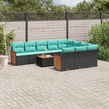vidaXL Gartensofa-Set 11-tlg. schwarz