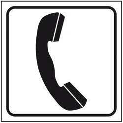 Aufkleber I Standard Piktogramm Telefon, weiß/schwarz, Folie, selbstklebend, 150x150mm