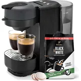 Tchibo Kaffeepadmaschine „CALL ME PAD“ inkl. 36 Black & White Pads, Schwarz, Kapselmaschine, Schwarz