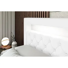 altdecor BOXBETT LED mit H3-Matratze und Lattenrost - NOEL GOLD - 200x200 Weiß