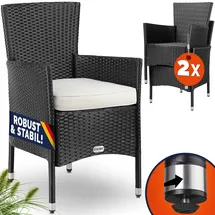 CASARIA Polyrattan Gartenstuhl 59 x 59 x 88 cm schwarz/weiß 2 St.
