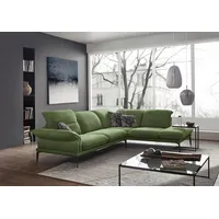 Ecksofa W.SCHILLIG "sherry" Sofas Gr. B/H/T: 302cm x 81cm x 230cm, Longlife Xtra-Leder Z69, Ottomane rechts, ohne Kopfteilverstellung-ohne Armlehnenverstellung, grün (green z69) mit Kopfstützenverstellung, Winkelfüße in Schwarz, Breite 302 cm