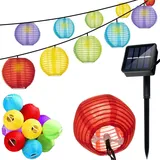 Gardlov LED-Lichterkette Solar Bunte Lampions 7 Beleuchtungsmodi Wetterfest IP44 Innen Außen 23412