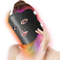 Rotlichtlampe LED Maske Gesicht, 7 Farben Silikon Rotlichtlampe Gesicht, 222 Chips Red Light Therapy Face, Rotlicht Therapie Maske für die Hautpflege zu Hause