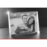 VIP-LASER 2D Gravur Glas Kristall Flachglas selbststehend Querformat mit Deinem Partner oder Liebesfoto. Dein Wunschfoto für die Ewigkeit Mitten in Glas! Groesse L = 80x60x24mm