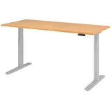 bümö Schreibtisch, Buche, Silber, Nachbildung,Buche, Rechteckig, 180x74x80 cm, FSC Mix, Arbeitszimmer, Schreibtische, Bürotische