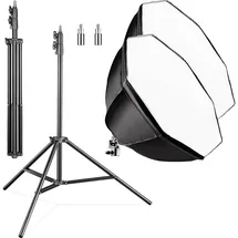 Wiltec Octagon Softbox mit 2x Lampenstativ LED Studioleuchte Fotostudio (Softbox), Softbox + Reflektor