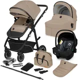 Lionelo BIANKA Kinderwagen 3 in 1 bis 22 kg Babywanne Autositz Zusammenlegbar, Reise-System, Einstellung der Rückenlehne, Räder 360o Stoßdämpfer, Verdeck XXL