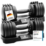 Verstellbare Kurzhantel Set 2x12kg | 12kg |18kg | 24kg | 40kg | 5 Gewichtseinstellungen | Hantelset 2x12kg | Verstellbare Kurzhantel | einstellbar und platzsparend [FIX LOCK] Hantel verstellbar