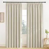 KGORGE Extra Breite Gardinen Beige 2er Set Thermovorhang Hitzeschutz Kräuselband Vorhänge Verdunkelnd Thermo Wohnzimmer 2er Set 245 x 200 cm(HxB) Verdunklungsvorhänge für Schienen, Hellbeige