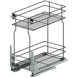 woplus Unterschrankauszug Auszugsunterschrank Schrankauszug mit Softclose Küchenauszug 2 Etage Vollauszug Bodenmontage Antrazit (Möbel 400mm)