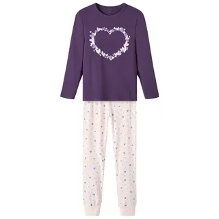 NAME IT Mädchen Nkfnightset Purple Heart Noos Schlafanzug, Purple Plumeria, 86 EU - 86