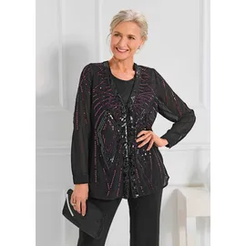 GOLDNER Chiffonbluse Edle Pailletten-Jacke schwarz 42