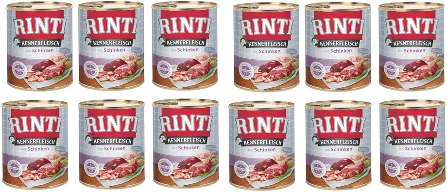 Rinti Kennerfleisch Schinken Nassfutter für Hunde - Schinken 12x800g (Rabatt für Stammkunden 3%)