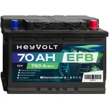 HeyVolt Autobatterie EFB 70Ah 12V