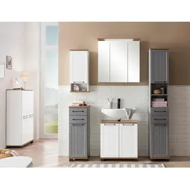 Schildmeyer MÖBELPARTNER Waschtischunterschrank ohne Waschbecken Jelda 154166 eiche landhaus, weiß 59,8 x 32,6 x 62,4 cm