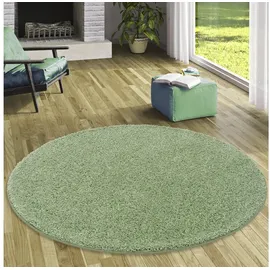 Snapstyle Runder Hochflor Teppich Milano Mintgrün - 100% Polypropylen, ca. 43 mm Florhöhe, weich & pflegeleicht, schadstoffgeprüft, ideal für Wohnzimmer, Schlafzimmer oder Flur - modern & gemütlich