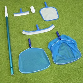 poolpanda Poolreiniger Set XL Poolkescher feinmaschig Poolbürste Teleskopstange