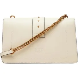 PINKO Love One Classic Umhängetasche Baumwolle/Leder Weiß/Gold