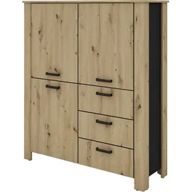 byLIVING Highboard Faro 120 x 137 x 40 cm Artisan Eiche / Schwarz