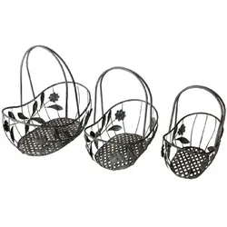 Lex Deko-Korb-Set Blumenkorb Dekokorb Obstkorb Gitterkorb Garten 3tlg. Antik grau : Grau