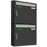 AL Briefkastensysteme Basic 2er Briefkasten RAL 7016 Anthrazit inkl. Zeitungsfach