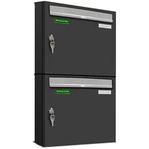 AL Briefkastensysteme Basic 2er Briefkasten RAL 7016 Anthrazit inkl. Zeitungsfach