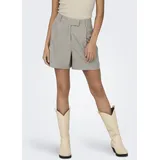 Only Shorts "ONLLINDA – Shorts mit hoher Taille und weitem Beinschnitt", Damen, Gr. L (40), N-Gr, braun (fungi detail), Web, Obermaterial: 97% Polyester, 3% Elasthan, unifarben, weit kurz, Hosen Shorts, Materialmix, High Waist
