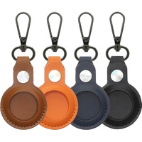 4smarts Kunstleder Case Set Premium für AirTags 4 Stück braun, orange, blau, schwarz, 540567 Schlüsselanhänger Gemischte Farben Stück(e)