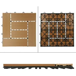 11x WPC Terrassenfliesen Balkonfliese Klickfliese Fliese Mosaik 30x30cm Teak 1m2